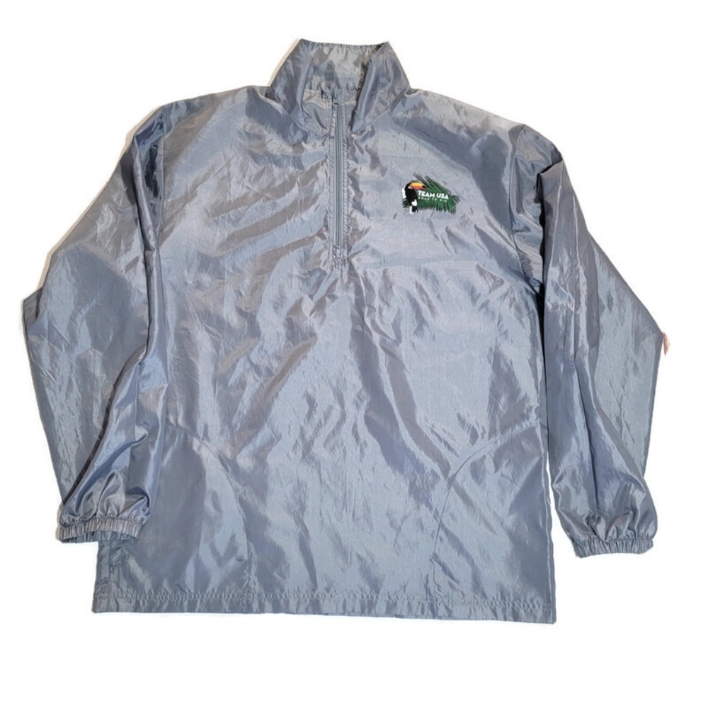 Mens Team USA Olympics Road to Rio Windbreaker 1/4 Zip Jacket Large Gray.